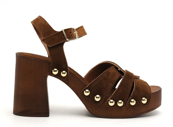 Coco Abricot Nu Pieds Talons Femme Syan Marron 1 Coco Abricot Nu Pieds Talons Femme Syan Marron