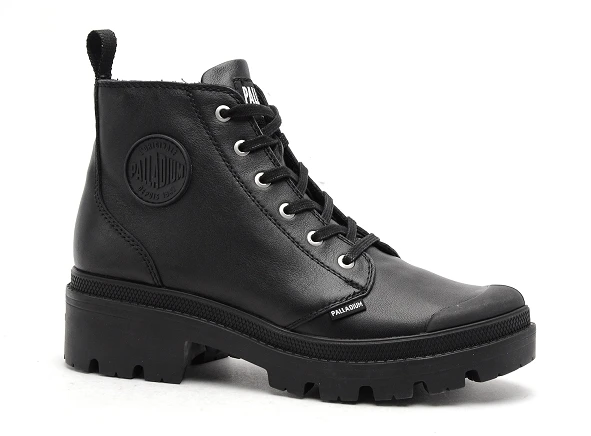 Palladium Boots Bottine Plates Femme Pallabase Leather Noir 2 Palladium Boots Bottine Plates Femme Pallabase Leather Noir – Image 2