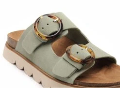 No Name Mules Et Sabots Plats Femme Sandy Slap Vert -REN Chaussures Magasin 3000802 6