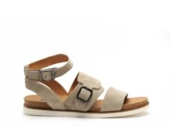Fugitive Nu Pieds Plats Femme Madras Kaki