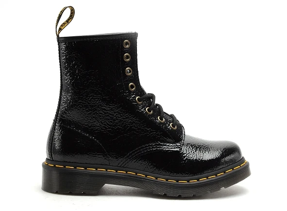 Dr. Martens Dr Martens Boots Bottine Plates Femme 1460 Distressed Patent Noir 1 Dr. Martens Dr Martens Boots Bottine Plates Femme 1460 Distressed Patent Noir