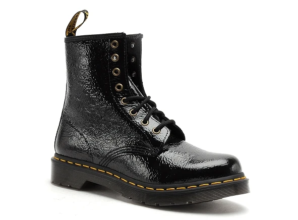 Dr. Martens Dr Martens Boots Bottine Plates Femme 1460 Distressed Patent Noir 2 Dr. Martens Dr Martens Boots Bottine Plates Femme 1460 Distressed Patent Noir – Image 2